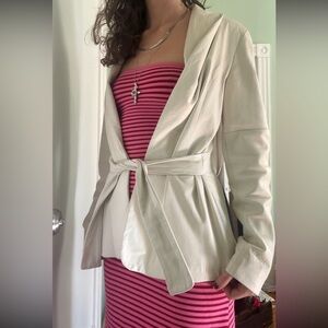 White italian leather Jacket